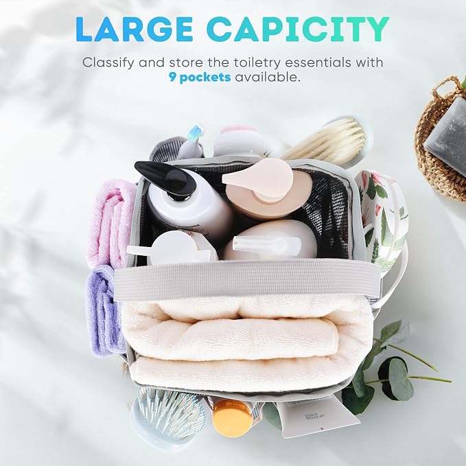 EUDELE Mesh Shower Caddy Portable for College Dorm Room Essentials,Shower Caddy Dorm with 8-Pocket Large Capacity for Beach,Swimming,Gym,Travel essentials - Image 2