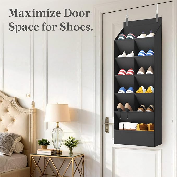 Lifewit 6 Tier Over the Door Shoe Organizer with 11 Large Deep Pockets, Fabric Hanging Shoes Shelf for Closet, Dorm Storage, Fit Up to 12 Pair Shoe Rack Holder for Sneakers, Boots, Black - Image 9