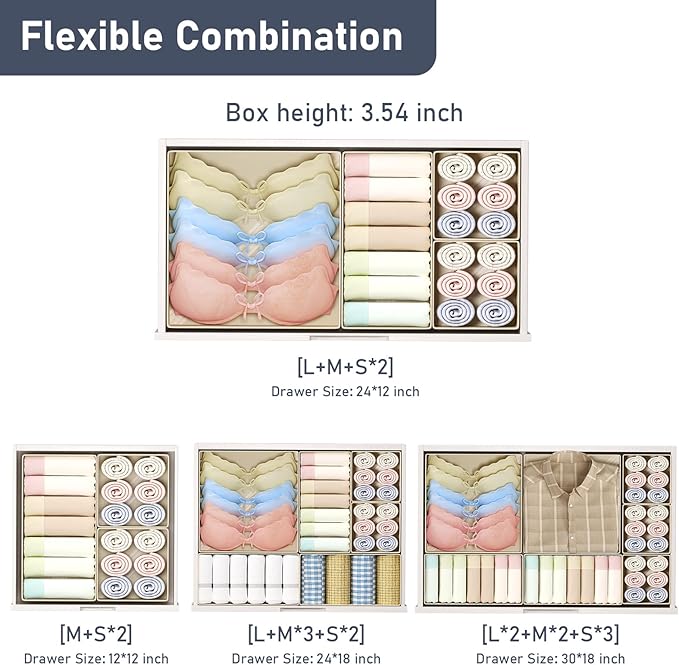 DIMJ Drawer Organizer Clothes - 26 Pack Closet Drawer Organizer Bins for Baby Clothes Storage, Fabric Dresser Organizer for Nursery Bedroom, Foldable Small Drawer Dividers for Underwear Socks - Image 4