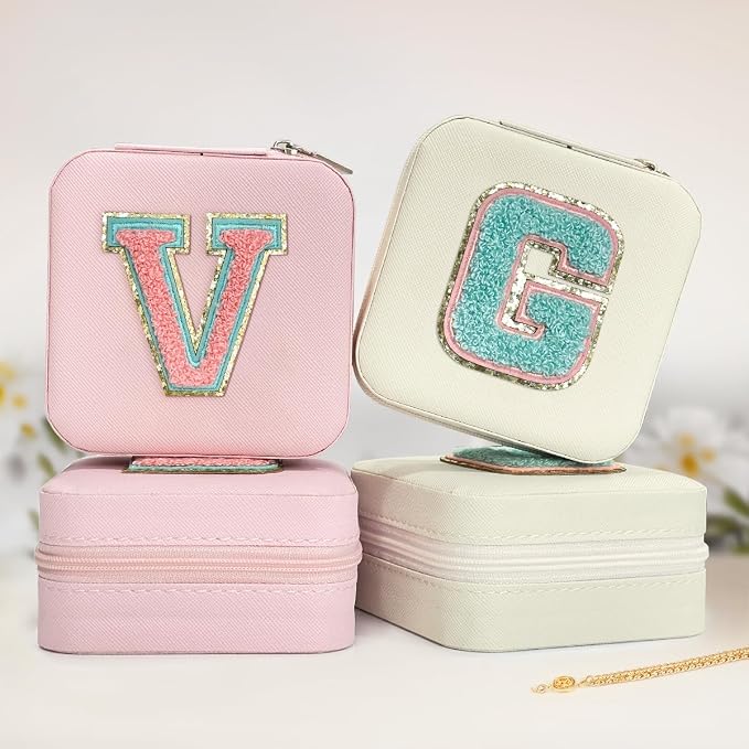 SANDJEST Personalized Jewelry Box, White Travel Jewelry Box with Initial G, Small Monogrammed Jewelry Case Organizer for Girls Women Teen Kids, Mini Travel Essentials Gifts for Birthday Christmas - Image 6