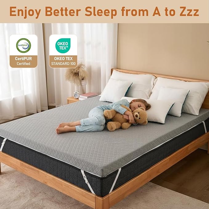 Extra Firm Mattress Topper Full: 3 Inch Super Extra Support Bed Topper, High Density Memory Foam for Back Pain Relief, Removable & Washable Cover, Non-Slip, CertiPUR-US & Oeko-Tex Certified 75x54