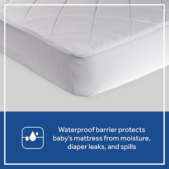 Sealy Baby Cool Comfort Cooling Breathable Waterproof Crib Mattress Protector Pad, Toddler Bed Cover, Machine Washable and Dryer Friendly, 52x28”- White (Pack of 3)