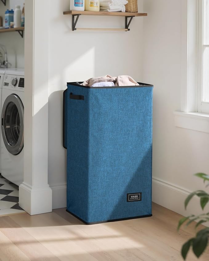 SOLEDI Laundry Hamper with Lid 100L Large & Tall Collapsible Laundry Baskets, Clothes Hamper with Bag Removable Easy to Carry, Dirty Hampers for Bedroom, Bathroom, Dorm, College, Blue - Image 2