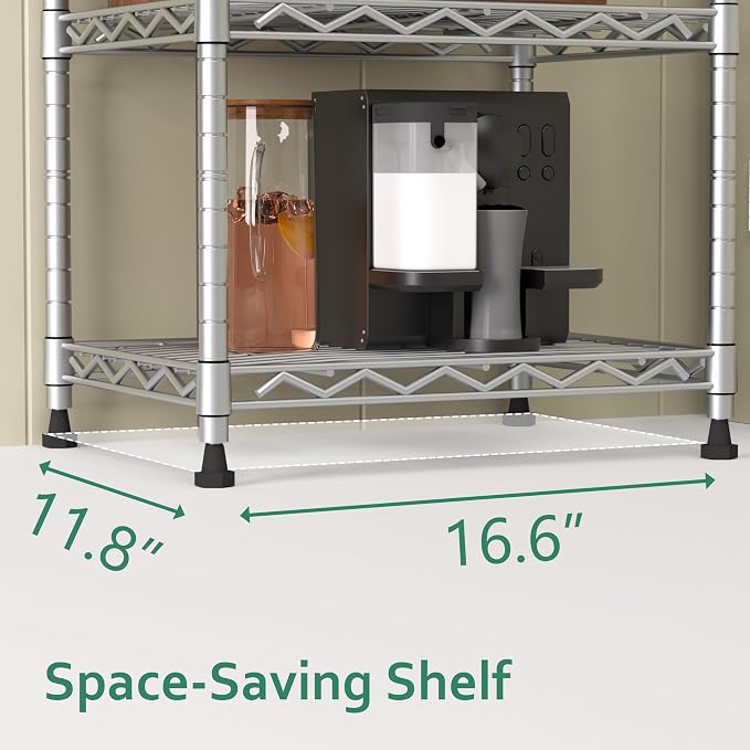 GIOTORENT 6-Tier Storage Shelves Standing Shelving Metal Units, Adjustable Height Wire Shelf Display Rack for Pantry Laundry Bathroom Kitchen 16.6” x 11.8” x 63”, Silver - Image 3
