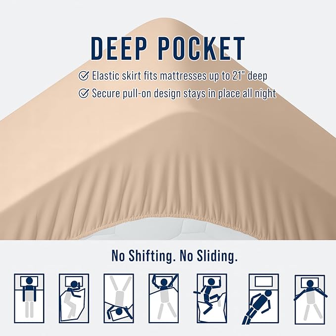 OLANLY Twin Quilted Fitted Mattress Pad, Elastic Fitted Mattress Topper, Cooling Soft Mattress Cover Stretches up to 21 Inches Deep, Machine Washable Mattress Protector (39x75 inch, Beige)