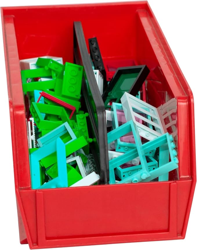 Akro-Mils 30230 AkroBins Plastic Storage Bins, Space-Saving Stackable Bins for Garage, Pantry, Craft Organization, 11" x 5" x 5", Red, 12-Pack - Image 11