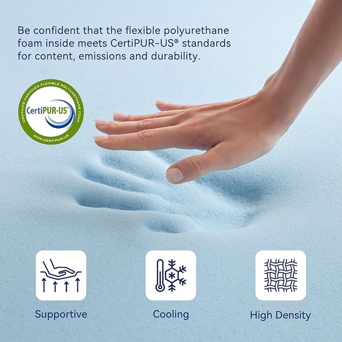 Dual Layer 2 Inch Memory Foam Mattress Topper Queen Size, 1.5 Inch Cooling Gel Memory Foam and 0.5 Inch Goose Down Fibers Mattress Pad Cover for Pressure Relieving(60"x80")