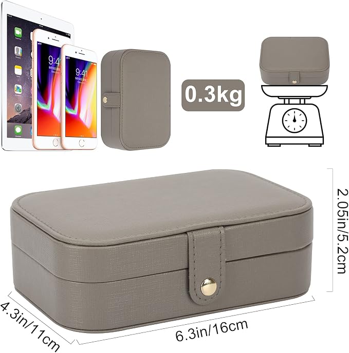 FEISCON Jewelry Organizer, Small Jewelry Box Mini Jewelry Travel Case Storage and Organizer Portable Jewelry Storage Box/GRAY - Image 4