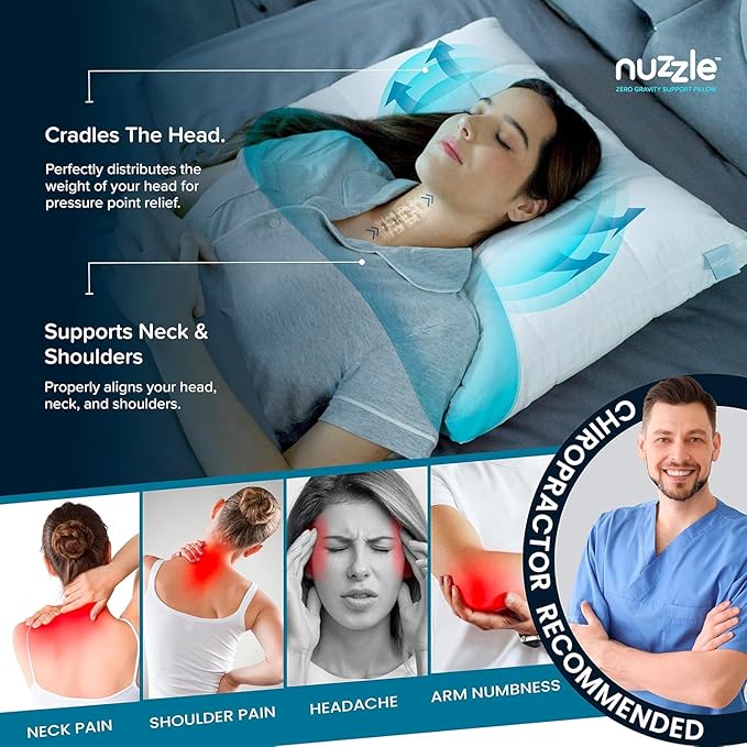 Nuzzle Pillows Standard Size Set of 2 Cooling Adjustable Pillows for Side Sleepers, Luxury Hotel Collection Bed Pillows – Best Adjust Height Soft Firm Pillows for Back, Stomach and Side Sleepers