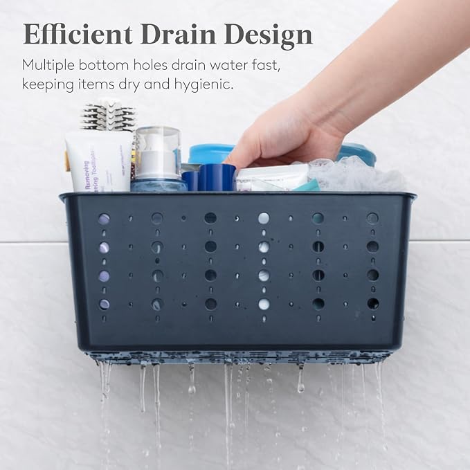 Lifewit Shower Caddy Portable, Cleaning Supplies Caddy Organizer with Handle and Adjustable Dividers, Plastic Shower Basket for Dorm Room Essentials, College, Bathroom, Slate Blue, 2 Packs - Image 5