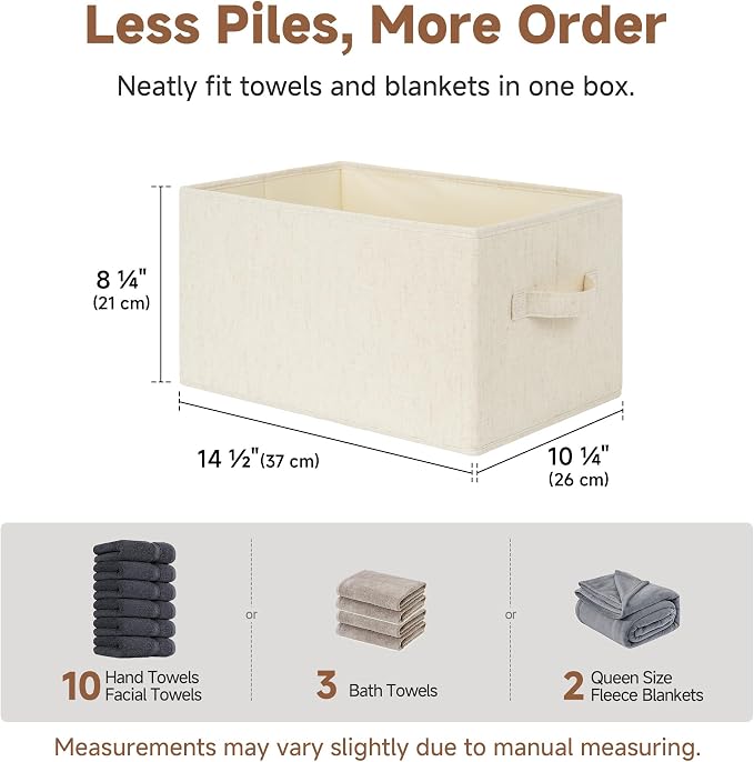 StorageWorks Storage Baskets for Shelves, Fabric Storage Bins, Closet Organization and Storage Basket, Organizer Bins for Clothes, Beige (NaturWeave Fabric), 3-Pack, Large - Image 3