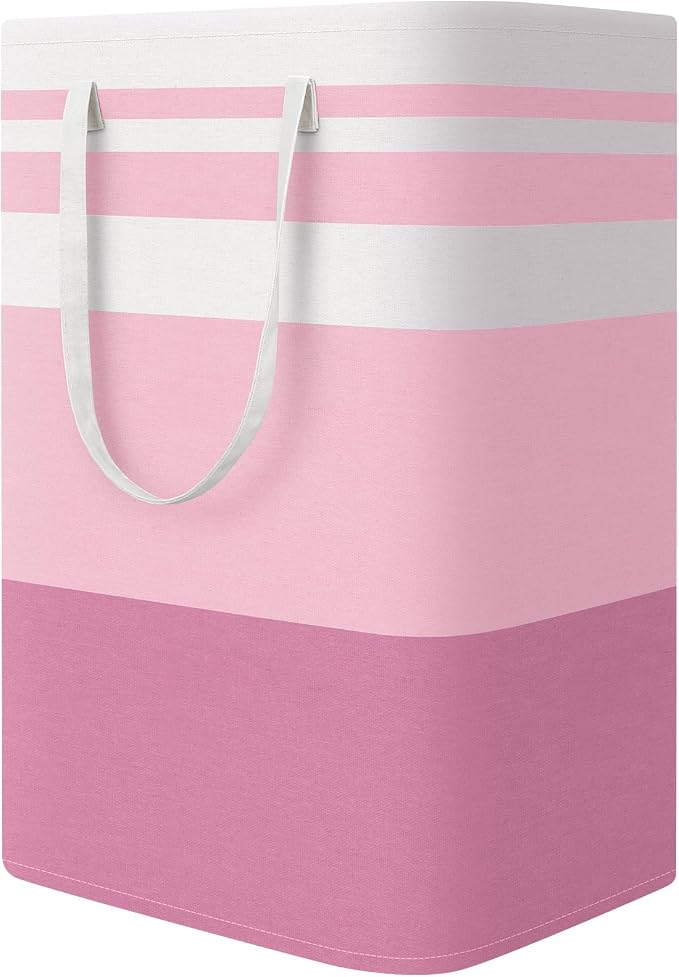 StorageRight Large Collapsible Laundry Basket Hamper with Easy Carry Handles，Freestanding Clothes Hampers for Laundry, Bedroom, Dorm, Towels, Toys, 75L, Pink by StorageRight