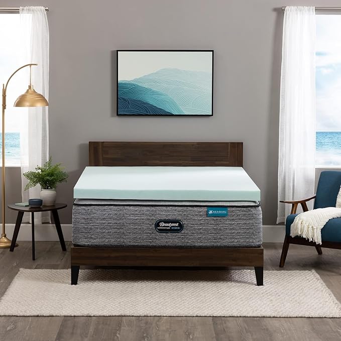 Beautyrest Thermagel Deluxe Cooling Pressure-Relieving Memory Foam Mattress Topper, Twin XL, 3-Inch Blue