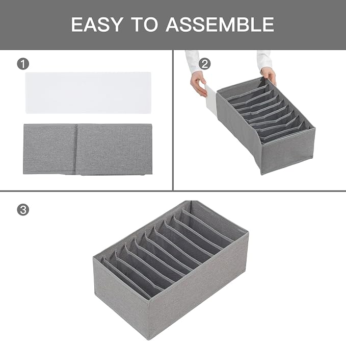 Qozary 4 Pack Drawer Organizers for Clothing, 10 Grids Foldable Dresser Drawer Organizers, Clothes Organizer for Folded Clothes, T-shirt, Tank Tops, Camisoles, Underwear, Leggings, Baby Clothes - Image 2
