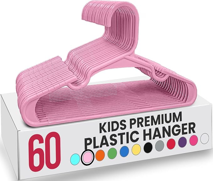 Utopia Home 60 Pack Kids Hangers - 11.5 Inch Plastic Baby Hangers for Closet - Childrens Hanger for Clothes & Infant Hanger for Closet - for Everyday Standard Use (Baby Pink) by UTOPIAHOME