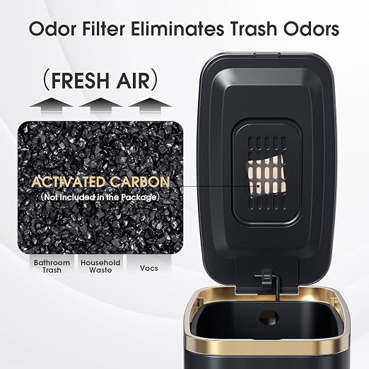 CEROELDA Small Bathroom Trash Can with Lid Soft Close-5L/1.3 Gal Slim Garbage Can-Metal Step Wastebasket-Rectangle Narrow Waste Bin for Office, Bedroom, Toilet, Live Room (Black) - Image 3