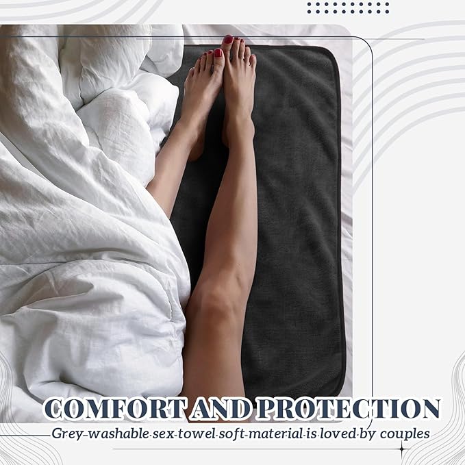 1 Pcs Couples Waterproof Mat 54 x 34 in Lover Reusable Stainproof Blanket Quiet Easy Use Mattress Protector for Adult Multi Functional Bed Sheet Couple Messy Play Pleasure Comfort (Black)