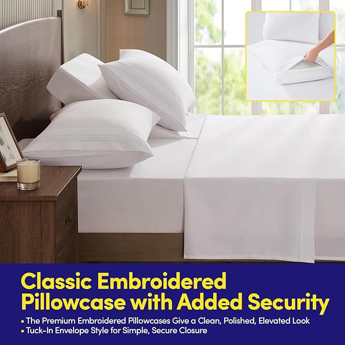 Split Head King Sheets Set for Adjustable Beds 4 Piece Flex Top Bed Sheets – Deep Pocket Split Top Fitted Sheet with Built-in Corner Straps, Luxury Soft Cooling Bedding, Wrinkle Resistant, White
