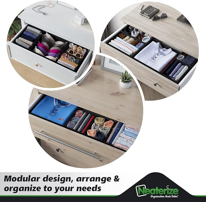 Drawer Organizer Clothes Set of 12 Black - Dresser Organizer For Nursery, Bedroom, Closet - Perfect Baby Clothes Organizer and Storage & General Nursery Organization or Dresser Drawer Organizers - Image 9