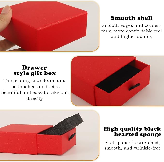 Nsmykhg Jewelry Gift Box Velvet-Lined,12 Pack Compact Drawer Style for Earrings & Rings, Necklace & Bracelet Organizer, 3.93x3.93x1.65 Inches, Stackable Elegant Jewelry Display & Storage Box (Red) - Image 3