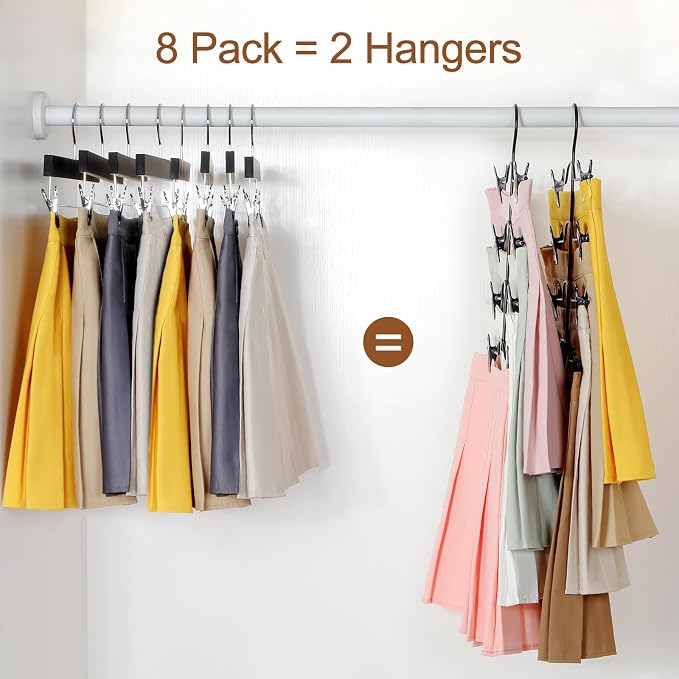 TOPIA HANGER 4 Tier Skirt Hangers for Women, Pants Hanger Space Saving with Adjustable Clips, Save 80% More Space, Clip Hanger for Slacks, Trousers, Shorts, Jeans, Towels, 2-Pack, CT73B - Image 4