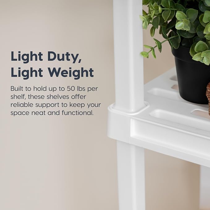 IRIS USA 3-Shelf Light Duty Plastic Storage Shelves, 150lb Capacity, 33" H x 24" W x 12" D, Medium Modular Shelving Unit Storage Organizer for Bathroom, Laundry, Garage & Home, Storage Rack - White - Image 4