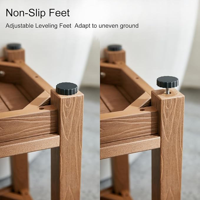 KaimuBench Corner Shower Stool for Shaving Leg, Waterproof Bathroom Shower Bench Seat for Inside Shower, Poly Lumber Plastic Shower Chair Seat, Shower Foot Rest with Adjustable Feet, Non-Slip, Brown - Image 7