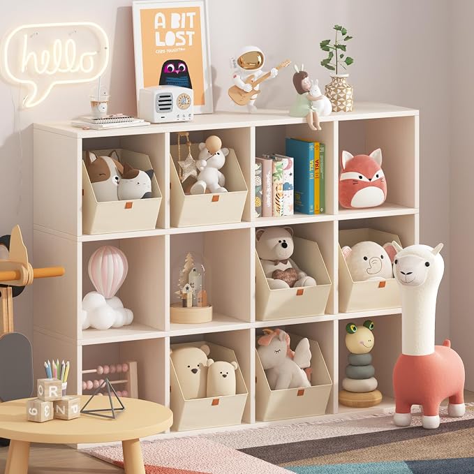 Homsorout Fabric Closet Storage Cubes - 4 Pack Square Storage Bins with Dual Handles for Clothes, Towels, Toys, Cube Storage Organizers for Bedroom, Nursery, Shelves, Closet, Small Spaces, Beige - Image 8