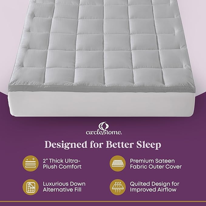 CirclesHome Hotel Collection King Size Hybrid Mattress Protector & Pad - Extra Padded, Thick, Plush, & Fitted Mattress Topper for Bed - Comfortable Pillow Top Mattress Cover