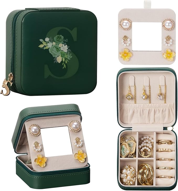 Enthralite Travel Jewelry Box for Gift: Traveling Jewelry Case for Girls Women - Mini Organizer for Necklaces Earrings Green S by Enthralite