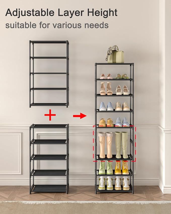 Autonomier 5-Tier Extra Small Shoe Rack (16.3" Wide), Narrow Space-Saving Organizer for Small Spaces, Non-Woven Fabric Lightweight Shoe Shelves, for Closet, Front Door, Entryway, Kids/Toddler/Adults - Image 4