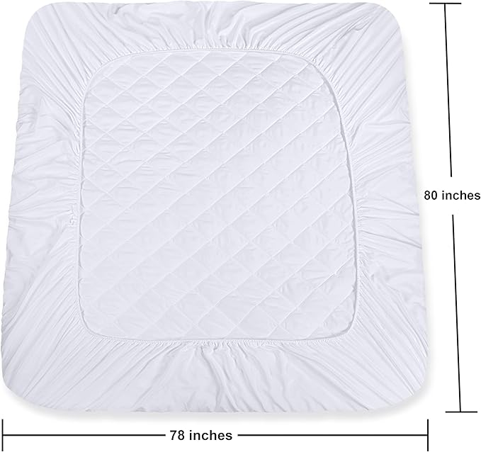 Utopia Bedding Quilted Fitted Mattress Pad, King Size, Elastic Fitted Mattress Topper Protector and Cover with Deep Pocket Stretches up to 16 Inches, Machine Washable (White)