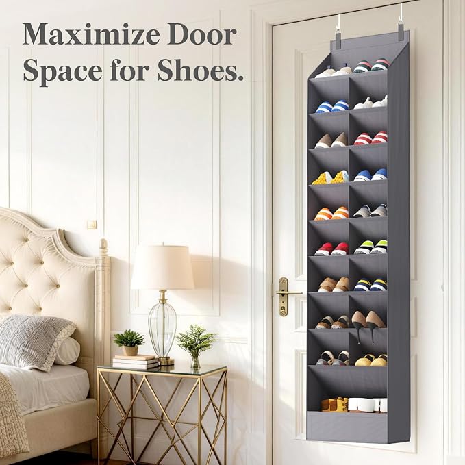 Lifewit 10 Tier Over the Door Shoe Organizer with 19 Large Deep Pockets, Fabric Hanging Shoes Shelf for Closet, Dorm Storage, Fit Up to 20 Pair Shoe Rack Holder for Sneakers, Boots, Gray - Image 9