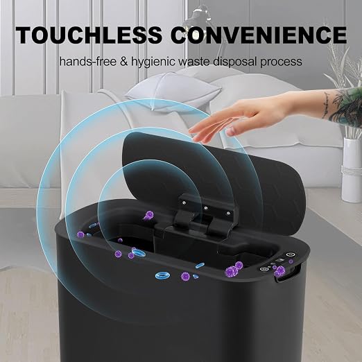 Cesun Motion Sensor Trash Can, 5 Gallon Automatic Bathroom Garbage Can with Lid, Touchless Smart Plastic Slim Wastebasket for Bathroom, Office, rv, Bedroom, Living Room, Black - Image 4