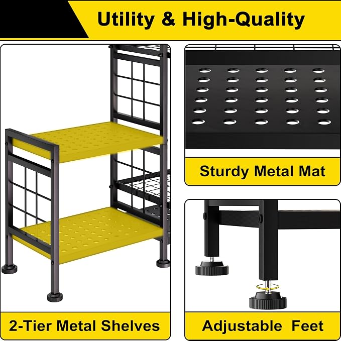 GIOTORENT 5 Tier Garden Tool Organizer, Metal Yard Tools Storage Rack, Garage Storage and Organization, Heavy Duty Garden Tool Organizer for Garage, Yard, Patio, Shed, Indoors and Outdoors, Black - Image 8