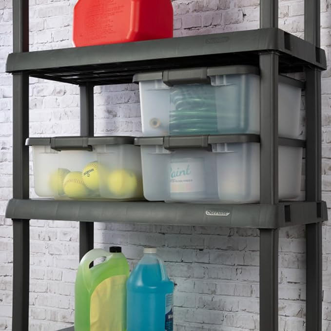 Sterilite 18-Pack Plastic Storage Bins w/ Lids, Shelf Totes Clear Containers, 25 Qt, Gray - Image 8