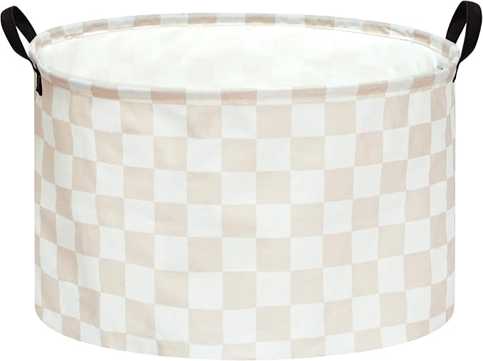 MAIZMZ Checkered Storage Basket Extra Large 80L Kids Hamper Baby Laundry Basket Waterproof Toys Car Organizer Collapsible Canvas for Home/Dorm/Pet/Office/Closet/Shelf/Gift Baskets by Unknown
