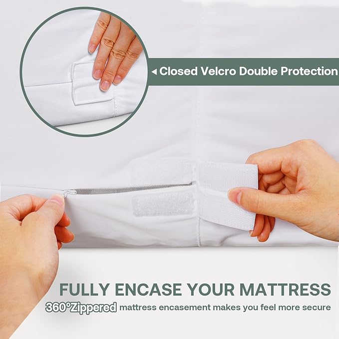 Waterproof Mattress Protectors Split California King 9" Depth, Zippered Mattress Cover Soft Breathable Encasement Great for Dorms Hotel,36"x84"x2