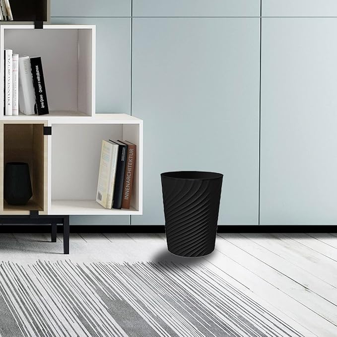 DAJITRE 1.8 Gallon Small Trash Can Wastebasket Recycling Bin Slim Profile for Compact Spaces Bathroom, Office, Bedroom, Kitchen (1.8 Gallon, Black) - Image 3
