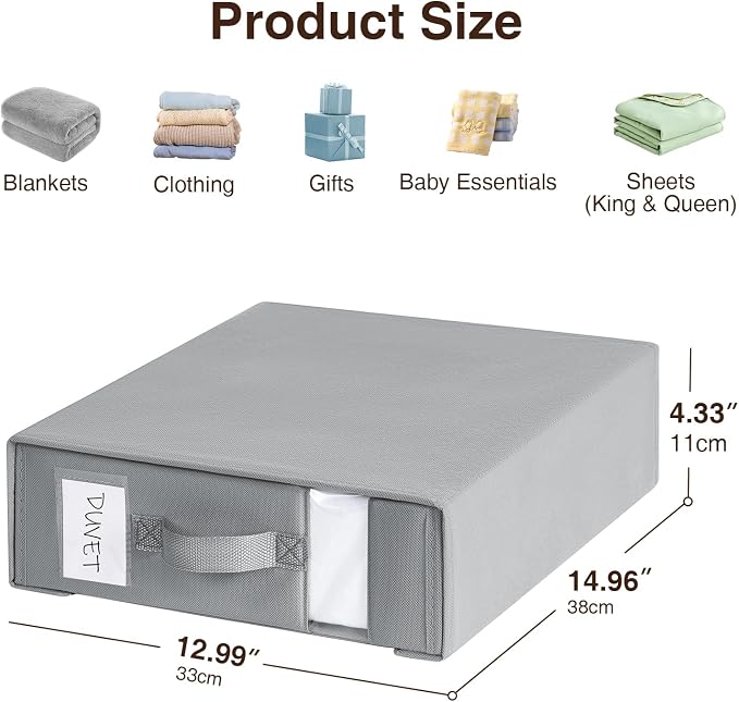DIMJ Bed Sheet Organizers and Storage 6 Pack - Foldable Sheet Holder, Linen Closet Organizer Box for Sheets Set, Bedding, Blankets, Towel (King & Queen Size), Grey - Image 4