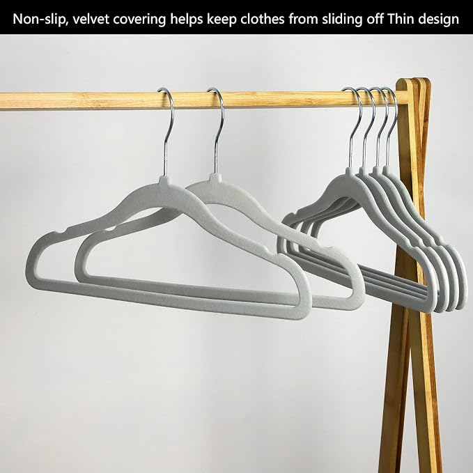 GoodtoU Baby Hangers Velvet 20 Pack Kids Non Slip Hangers Childrens Hanger for Kids Grey - Image 5