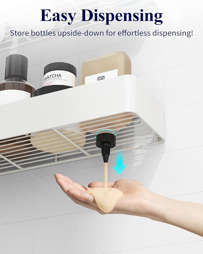 Kitsure Shower Caddy - 2 Pack Adhesive Shower Organizer, Rustproof Metal Shelves, No-Drill Bathroom Organizers and Storage, White, XX-Large - Image 6