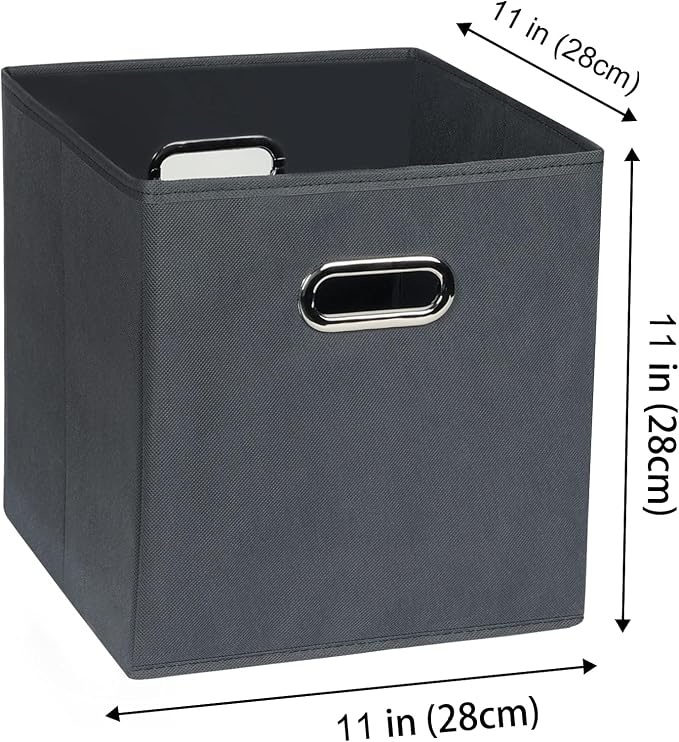 Fabric storage bins Cubes, Fabric Cube Organizer with Handle, Foldable Cube Bins for Cloth or Accessary Storage, 11x11x11, Set of 10, (Gray) - Image 2