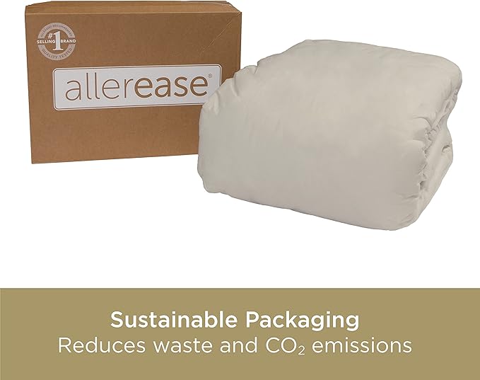 AllerEase 100% Organically Grown Cotton Top Waterproof Mattress Pad Cal King Plush Hypoallergenic Fill Allergy Defense Fabric Machine Washable Stretch Sidewalls Fitted Mattress Cover Topper (White)