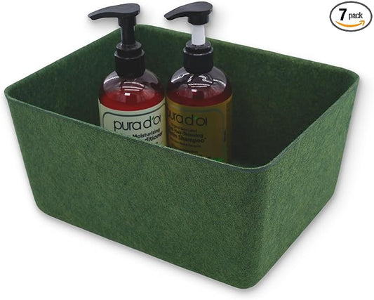 Welaxy Felt Storage Bin Deep Drawer Organizer for Makeup, Jewelry, Stationery, Closet & Bathroom, Minimalist living (Forest Green Bin, M) by Welaxy