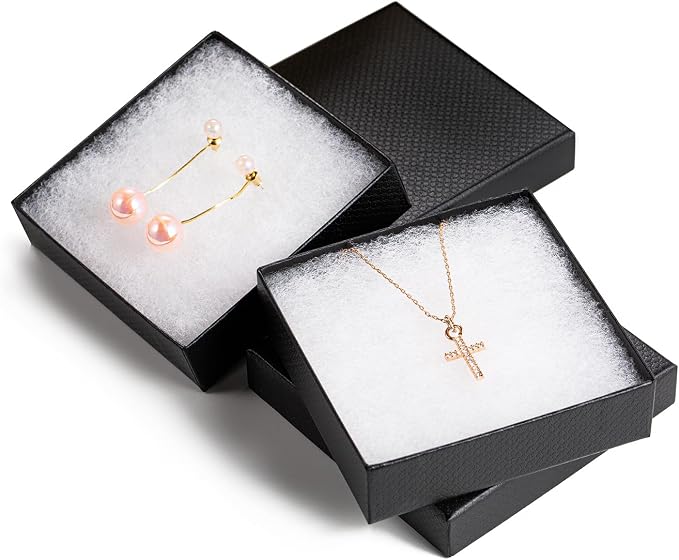 GEFTOL Jewelry Gift Boxes 20 Pack 3.5x3.5x1 Inch Cardboard Jewelry Boxes,Small Gift Boxes for Jewelry Earrings Necklaces Handmade Bangles Bracelets(Black) - Image 3