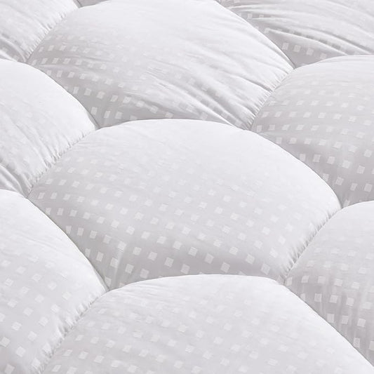 Sonive Full Mattress Protector, Mattress Topper 300TC Cotton Quilted Deep Pocket up 8-21", Fitted Mattress Pad Ultra Soft Protector,Durable & Easy Care White