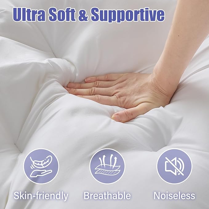 WhatsBedding 4 Inch Memory Foam Mattress Topper Queen for Back Pain Relief, Filled with Breathable Gel Memory Foam, Fluffy Comfort Supportive Pillow Top Mattress Topper, 80x60x4in