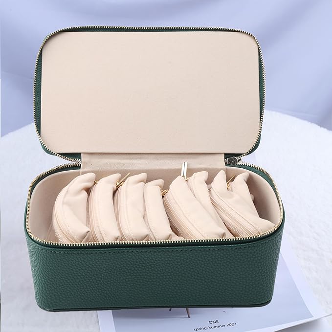 NCONCO Travel Jewelry Box, Portable PU Leather Travel Jewelry Organizer with 12pcs Velvet Bags Compact & Lightweight Travel Jewelry Case for Necklaces Rings Earrings Sorting Storage - Image 5