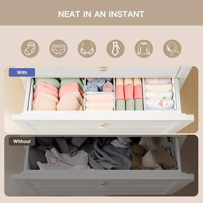 Criusia Drawer Organizer Clothes, 21 Pack Dresser Organizer for Baby Clothes, Underwear, Sock- Foldable Closet Organization and Storage Dividers Bins for Nursery, Bedroom (White) - Image 3